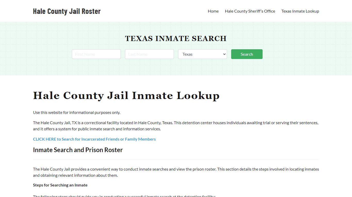 Hale County Jail Roster Lookup, TX, Inmate Search